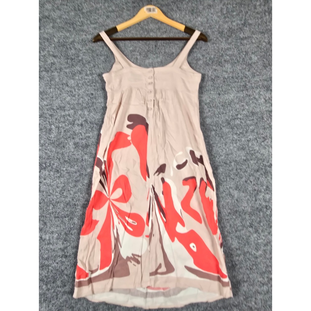 Mossimo‎ Linen Blend Tank Dress Abstract Floral Print Beige Coral XS